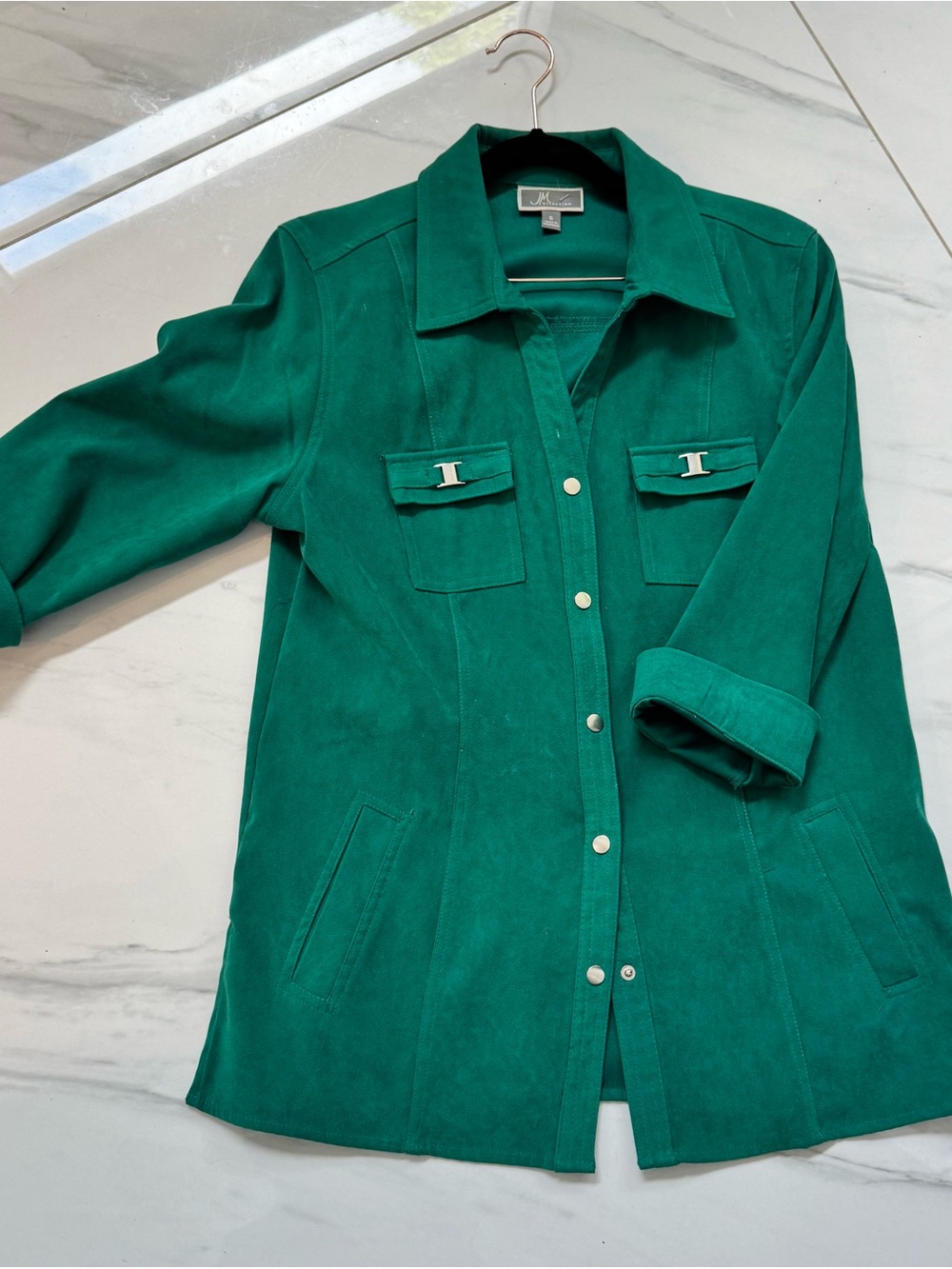 JM Collection Deep Green Jacket, Small - Picture 3 of 9